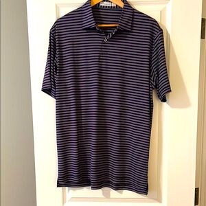 Peter Millar Purple stripped  Polo Shirt - Featherweight : Size Large